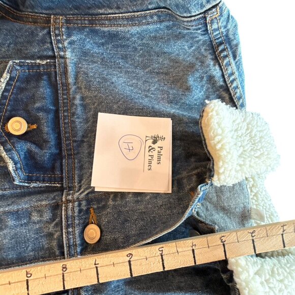 Vintage Unveil Sherpa Lined Denim Jacket Size L Faux Shearling Collar Streetwear - Picture 8 of 9
